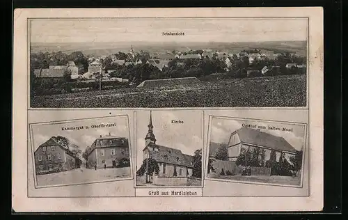 AK Hardisleben, Gasthof zum halben Mond, Kammergut und Oberförsterei