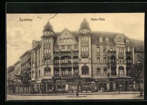 AK Berlin-Spandau, Hafen-Platz mit Bonbon-Haus