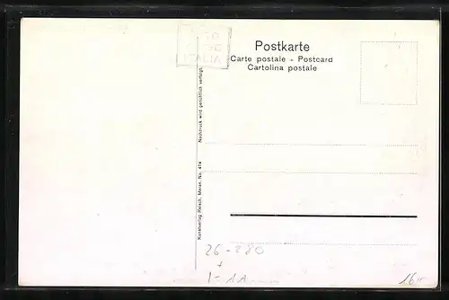 Künstler-AK F.A.C.M. Reisch: Kastelruth, Kur-Pension mit Schlern, Puflatsch, Jung-Schlern und Santnersp.