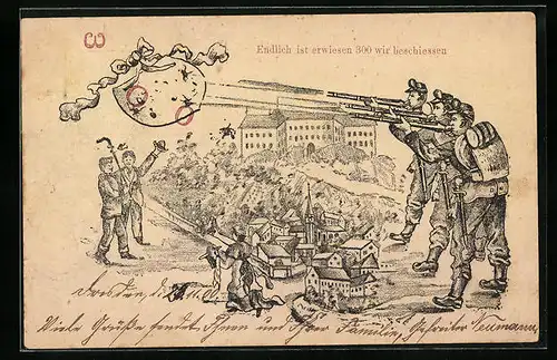 Lithographie Dresden, Soldaten des Jäger-Battaillons 13 mit Gewehren