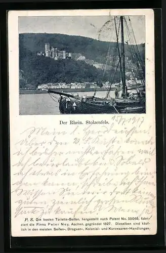 AK Koblenz-Stolzenfels, Blick auf die Burg
