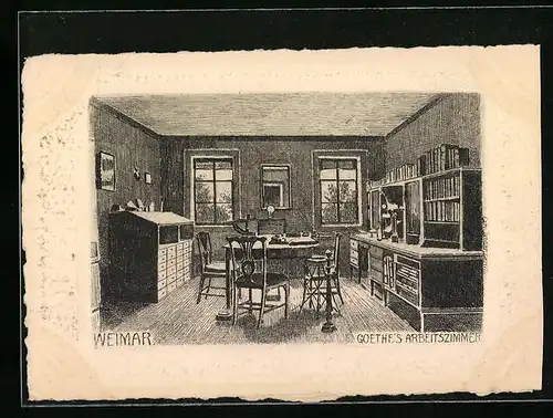 Künstler-AK Weimar, Goethes Arbeitszimmer