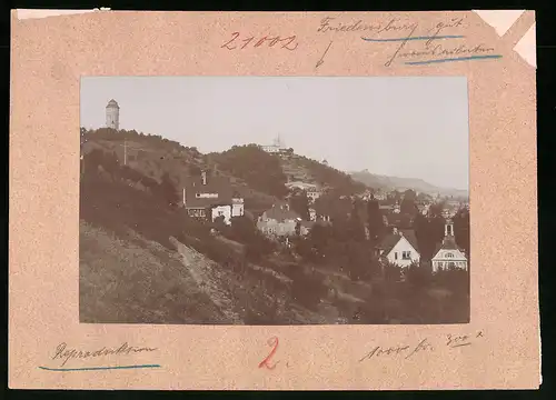 Fotografie Brück & Sohn Meissen, Ansicht Kötzschenbroda, Blick auf die Villen mit Friedensburg und Wasserturm