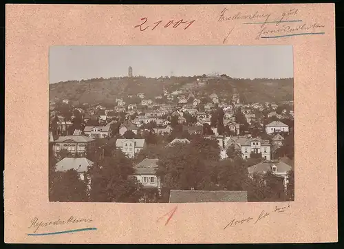 Fotografie Brück & Sohn Meissen, Ansicht Kötzschenbroda, Blick über die Villen zum Wasserturm und Friedensburg