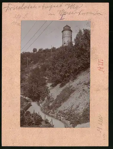 Fotografie Brück & Sohn Meissen, Ansicht Niederlössnitz, Blick auf den Friedrich-August-Weg und zum Wasserturm