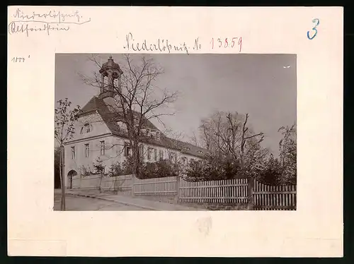 Fotografie Brück & Sohn Meissen, Ansicht Niederlössnitz, Blick auf die Kirche Altfriedstein