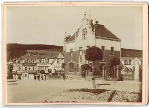 Fotografie Brück & Sohn Meissen, Ansicht Olbernhau i. Erzg., am Kaiserlichen Postamt, Photoatelier Kaiser Panorama