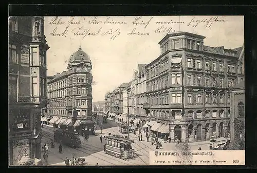 AK Hannover, Nordmannstrasse mit Strassenbahnen