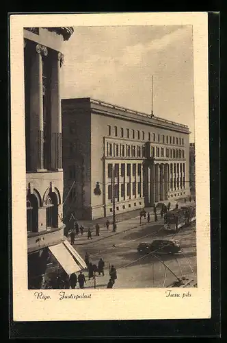 AK Riga, Strassenbahn am Justizpalast
