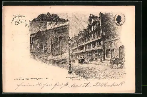 Künstler-AK Alt-Frankfurt, Goethehaus, Eingang