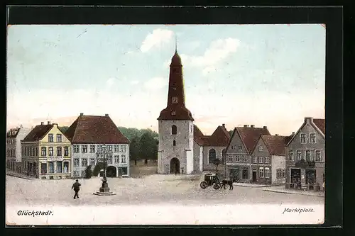 AK Glückstadt, Blick zum Marktplatz