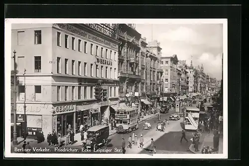 AK Berlin, Verkehr an der Leipziger Ecke Friedrichstrasse