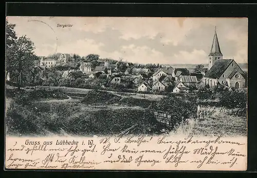 AK Lübbecke i. W., Panorama mit Bergertor