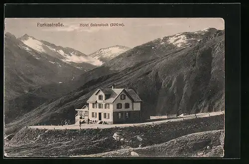 AK Furkapass, Hotel Galenstock mit Bergpanorama