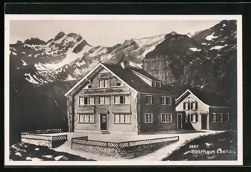 AK Ebenalp, Gasthaus mit Bergpanorama