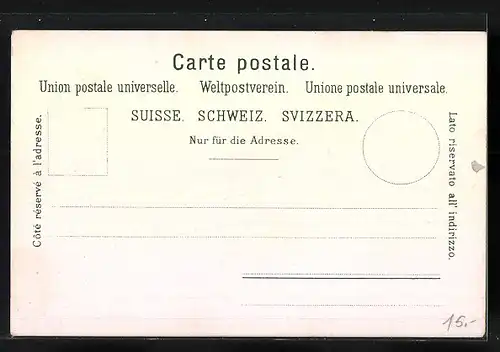 Lithographie Aescher-Wildkirchli, Appenzellerin beim Wildkirchlein mit Blumen