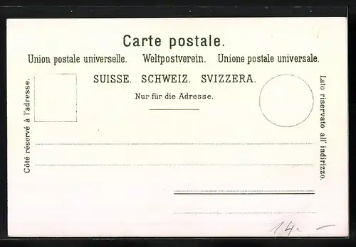 Lithographie Aescher-Wildkirchli, Appenzellerin in Tracht beim Wildkirchlein