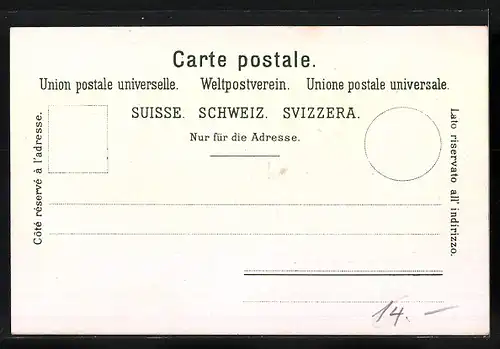 Lithographie Aescher-Wildkirchli, Appenzellerin in Tracht beim Wildkirchlein