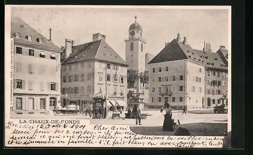 AK La Chaux-de-Fonds, Ortsansicht mit Kirche