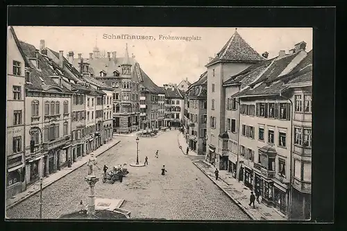 AK Schaffhausen, Frohnwaagplatz aus der Vogelschau