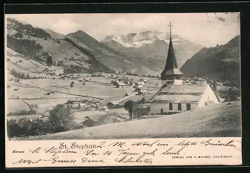 AK St. Stephan, Panoramaansicht mit Kirche