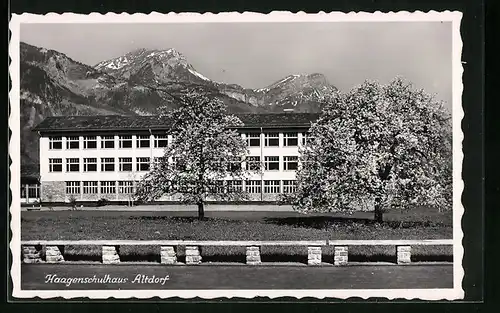 AK Altdorf, Haagenschulhaus mit Bergpanorama