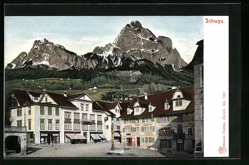 AK Schwyz, Gesamtansicht mit Bergpanorama
