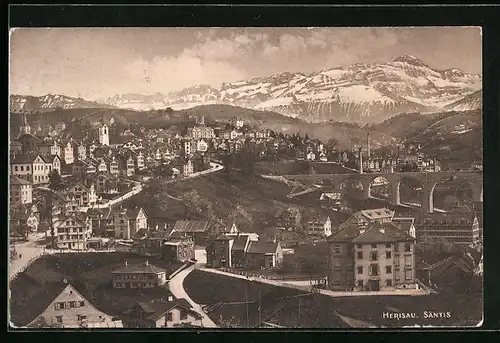 AK Herisau, Gesamtansicht mit Bergpanorama