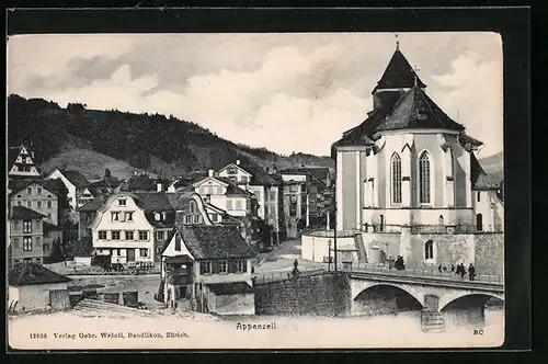 AK Appenzell, Ortsansicht mit Kirche