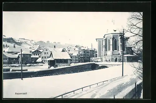 AK Appenzell, verschneite Ortsansicht