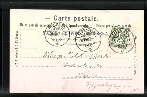 AK Appenzell, Ortspartie mit Blick auf die Kirche