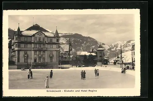 AK Grindelwald, Eisbahn und Hotel Regina