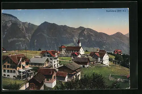AK Seelisberg, Ortspartie mit Kirche