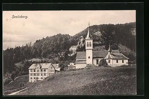 AK Seelisberg, Ortspartie mit Kirche