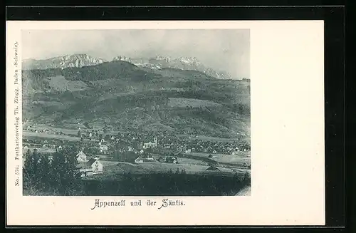 AK Appenzell, Panorama mit dem Säntis