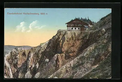 AK Hochschneeberg, Blick zum Eisenbahnhotel
