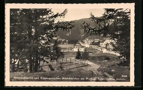 AK Mönichkirchen, Teilansicht mit Hotel Lang