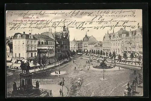 AK Frankfurt a. M., Rossmarkt mit Gutenbergdenkmal