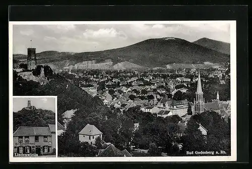 AK Bad Godesberg a. Rh., Gasthaus Lindenwirtin, Ortsansicht aus der Vogelschau