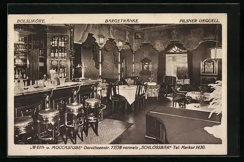 AK Berlin, Café Wein- und Moccastube, Dorotheenstr. 77 /78, vormals Schlossbar, Innenansicht