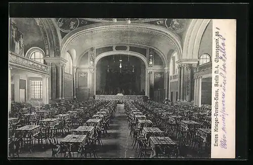 AK Berlin, Erstes Krieger-Vereins-Haus in der Chaussestrasse 88, Innenansicht