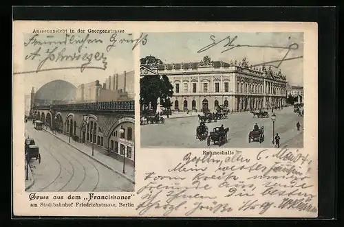 AK Berlin, Gasthaus Franziskaner, Georgenstrasse, am Stadtbahnhof Friedrichstrasse, Ruhmeshalle
