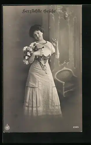 AK NPG Nr. 2385: Feine Dame mit einladendem Blick