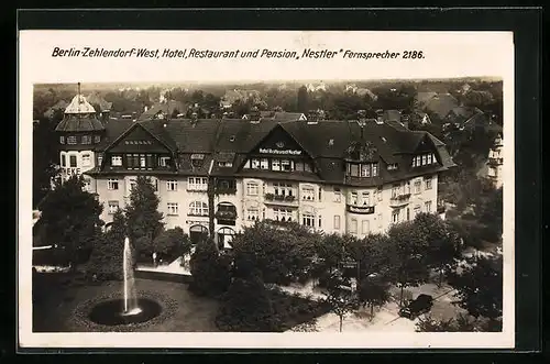 AK Berlin-Zehlendorf-West, Hotel-Restaurant Nestler, Bahnhofsplatz