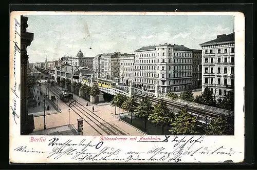 AK Berlin, Bülowstrasse mit Hochbahn und Strassenbahn