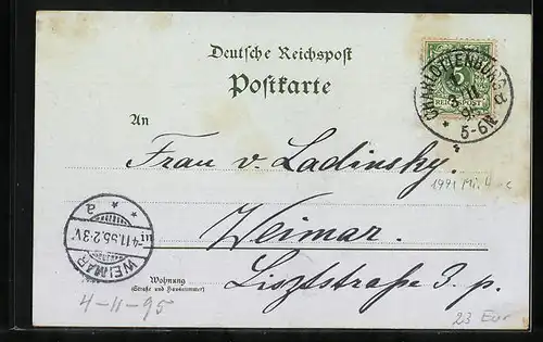 Vorläufer-Lithographie Berlin-Charlottenburg, 1895, Das Polytechnikum mit Pferdebahn