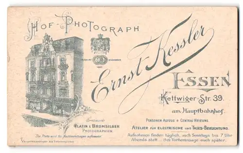 Fotografie Ernst Kessler, Essen, Kettwiger-Str. 39, Ansicht Essen, Frontansicht des Ateliersgebäudes