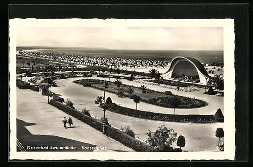 AK Swinemünde, Konzertplatz mit Strandpartie