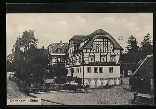 AK Dermbach /Rhön, Gasthof Sächsischer Hof mit Kutsche
