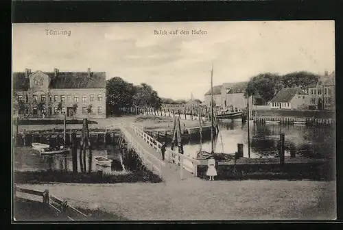 AK Tönning, Blick auf den Hafen mit Booten